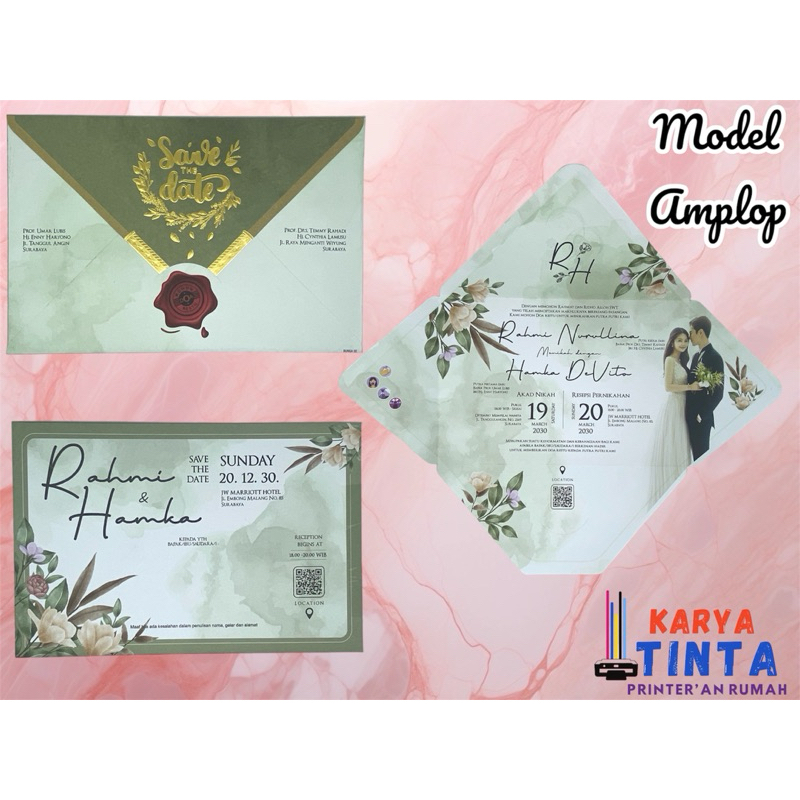 Undangan Pernikahan model Amplop Foil Emas Bunga 02 Foil-S