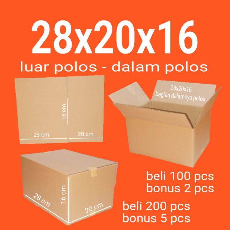 

Kardus Packing Karton Box Polos Ukuran 28x20x16