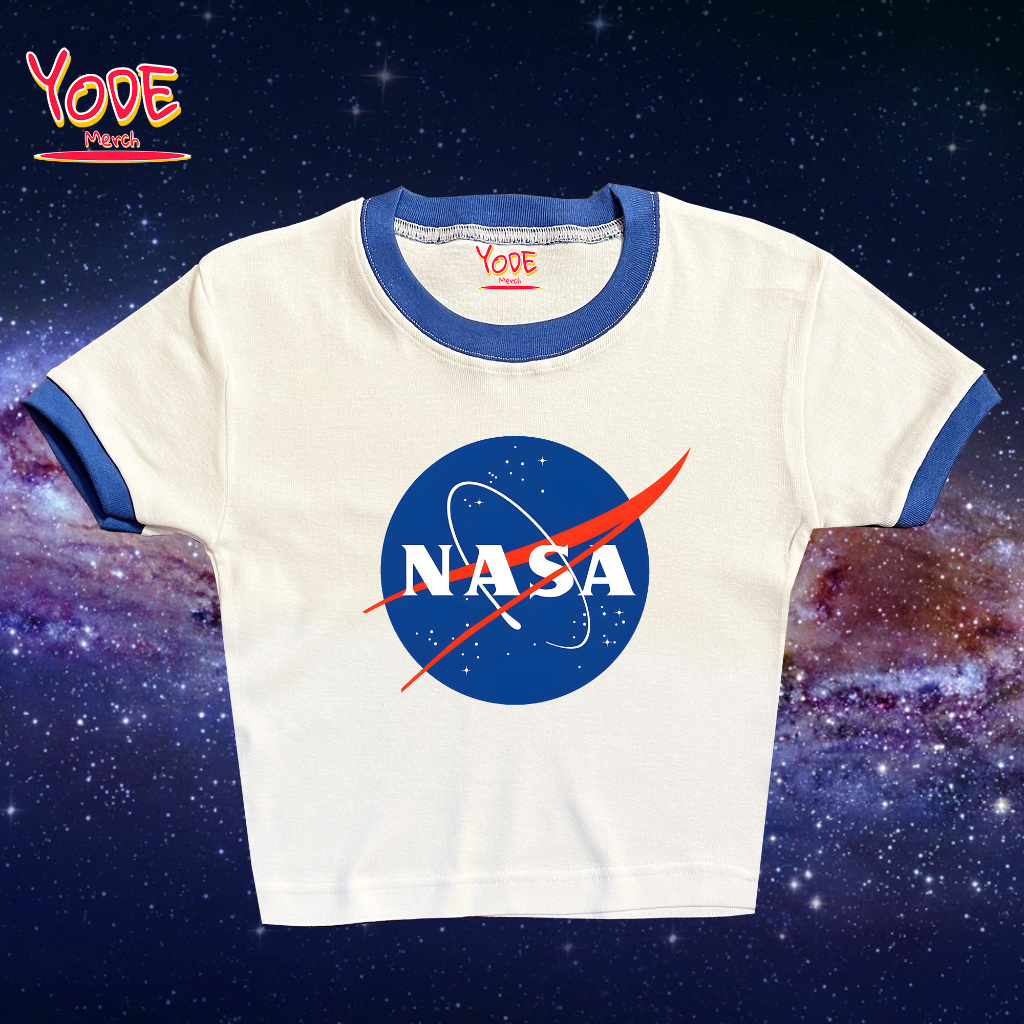 Crop Top RINGER BLUE Baby Tee NASA y2k