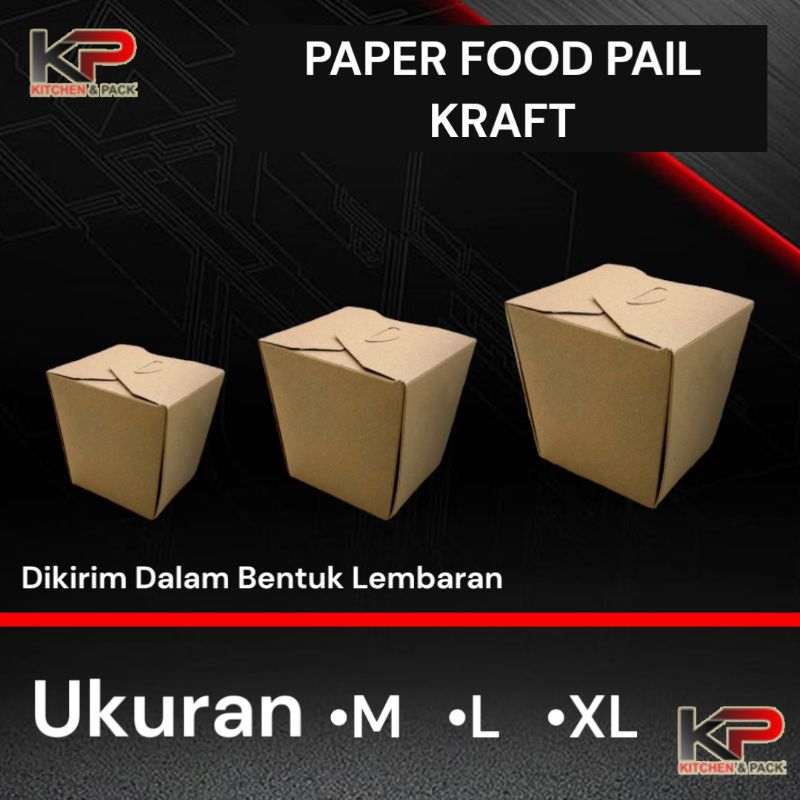 PAPER FOOD PAIL LAMINASI ECO KRAFT SEMUA UKURAN