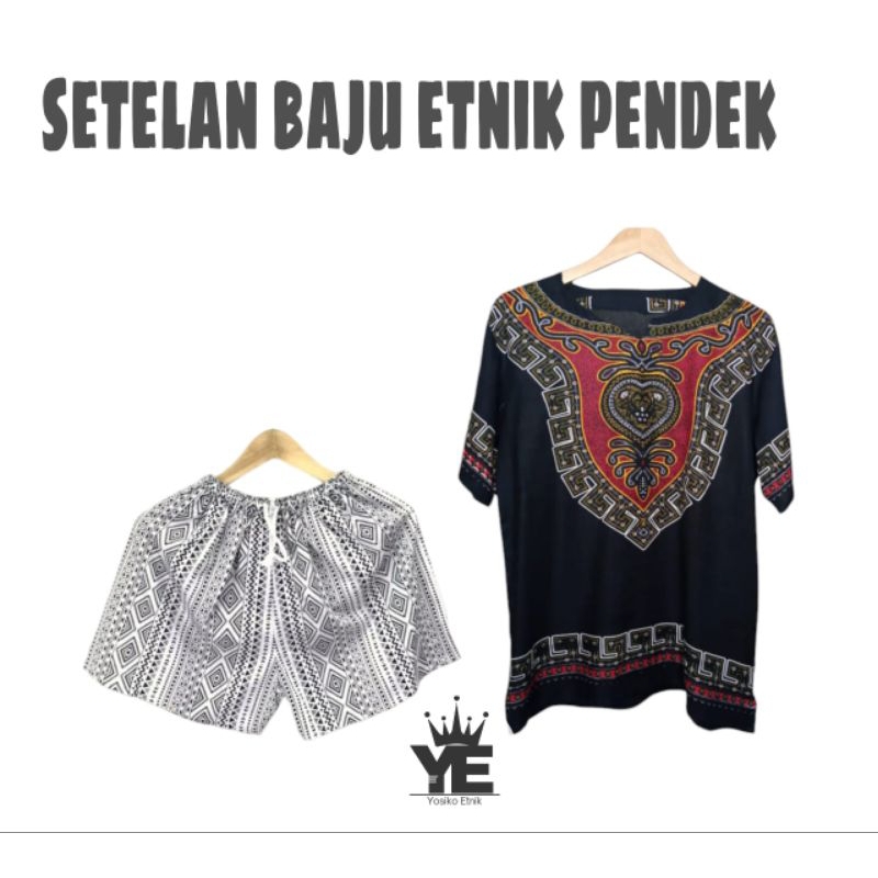 setelan baju uje asmat dan celana kulot asmat pendek pria dan wanita