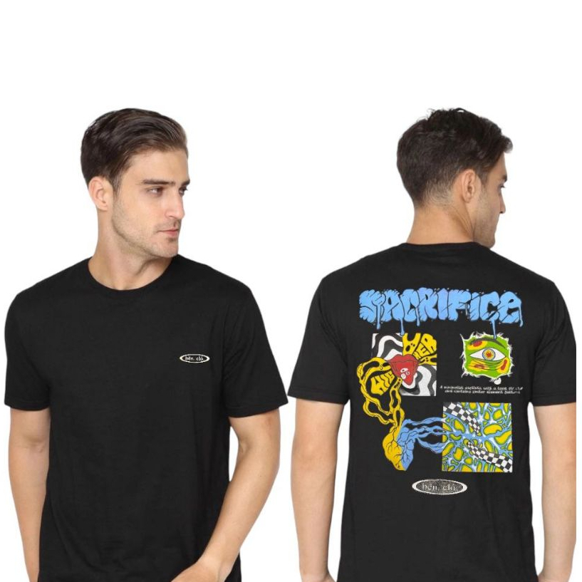 KAOS DISTRO PRIA/KAOS HITAM-PUTIH DENGAN BERBAGAI MOTIF/KAOS KATUN KOMBET 24s