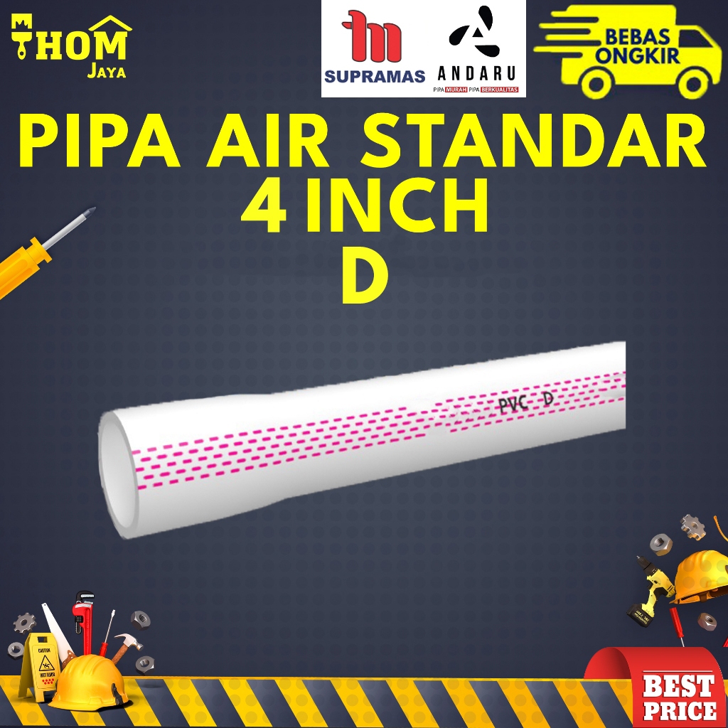 PIPA AIR STANDAR / PRALON / PIPA PVC D - 4 INCH - PANJANG 4 METER
