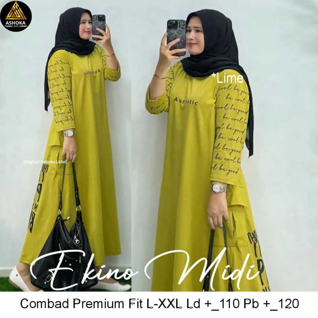 MIDI DRESS WANITA LD 110 MOTIF TERBARU PAKAIAN WANITA BAJU MIDI KOREAN STYLE KEKINIAN