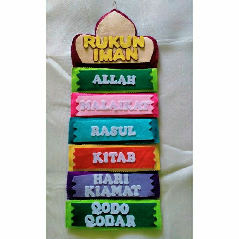 HIASAN DINDING KELAS RUKUN ISLAM / RUKUN IMAN / DEKORASI KELAS PAUD TK SD / KERAJINAN KAIN FLANEL