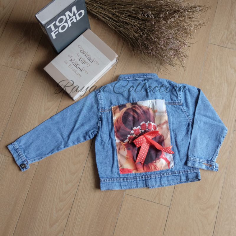 JAKET JEANS ANAK PEREMPUAN 3D VARIASI PITA USIA 1-8TAHUN