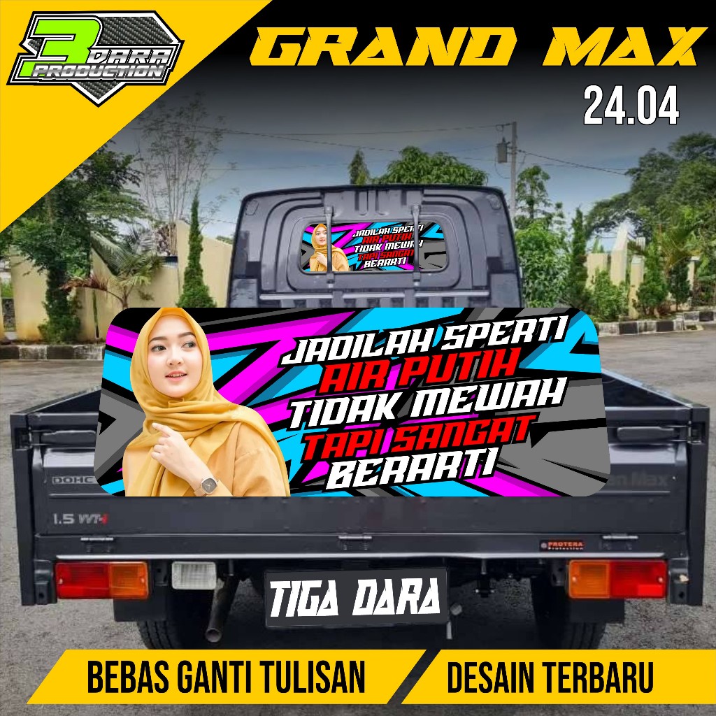 STIKER ONE WAY KACA BELAKANG MOBIL GRAND MAX DESAIN TERBARU 24.04