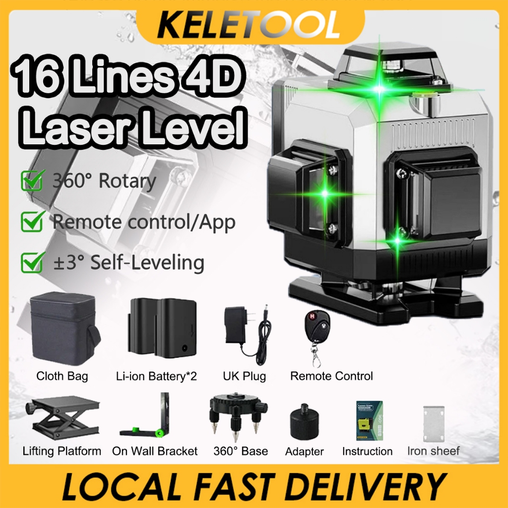16 Line 4D Laser Level Laser Level Waterpass Laser Leveling Meteran 16-Line Green Laser Level 360