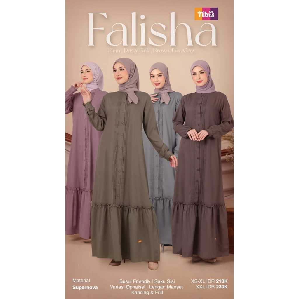 Nibras Gamis FALISHA Baju Gamis Wanita Dewasa Polos