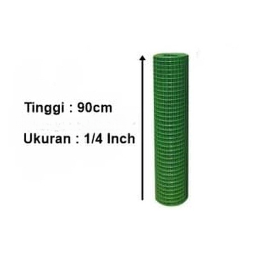 Kawat Loket PVC Hijau 1/4" Roll Ram Ayakan Kandang Ayam Pagar Tanaman