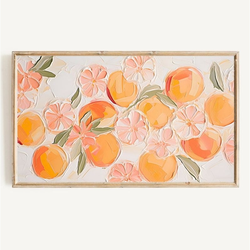 lukisan kanvas dinding fruit aesthetic cat timbul