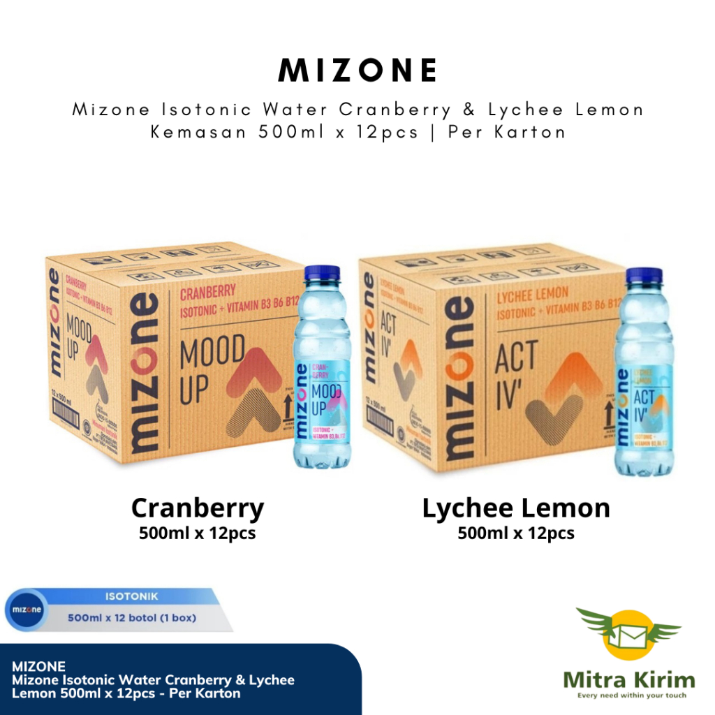 

Mizone Isotonic Water Cranberry & Lychee Lemon 500ml x 12pcs - Per Karton