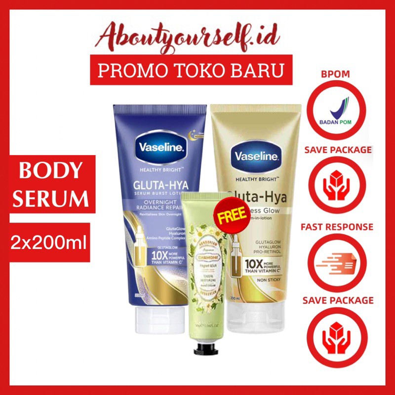 VASELINE GLUTA HYA SERUM BURST UV LOTION FLAWLESS BRIGHT - VASELINE BODY SERUM - VASELINE SERUM BODY