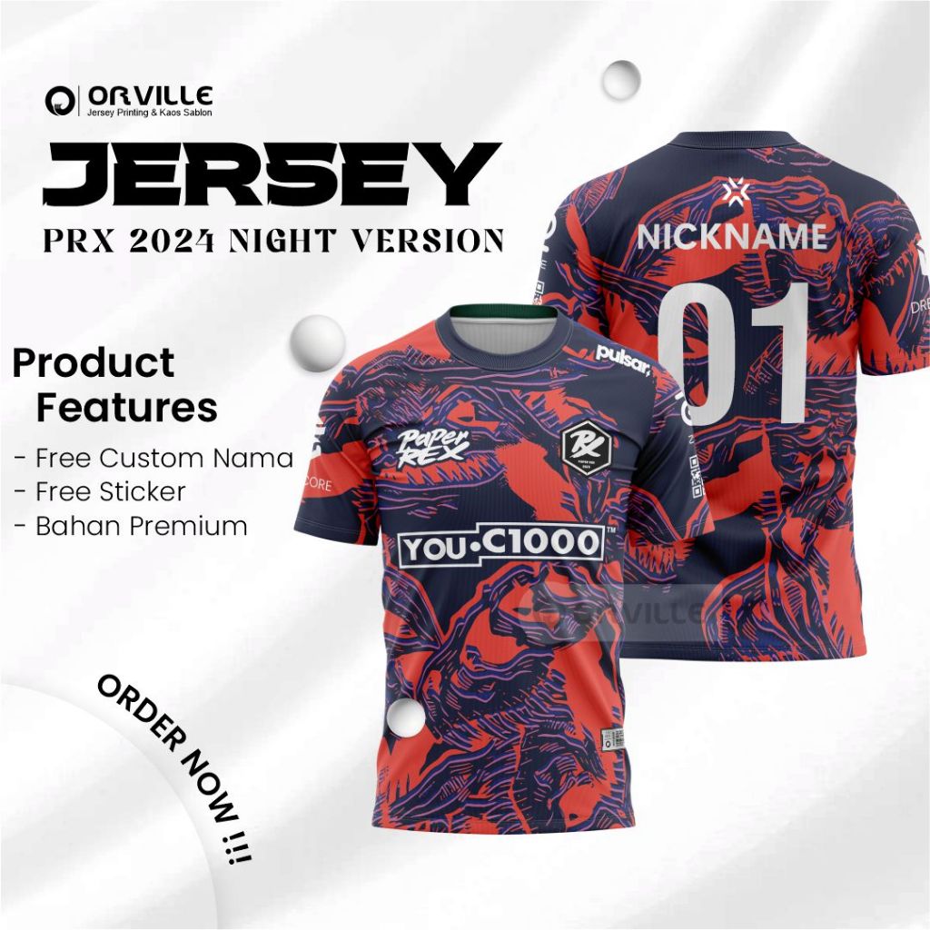 JERSEY PRX PAPER REX NEW 2024 24/25 NIGHT VERSION VCT CHAMPION SG/KR FREE NICKNAME, NUMBER, & STICKE