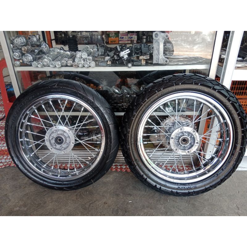 VELG VELK WHEELSET WILSET BAN RODA SET SUPERMOTO SUMO ORI DID RING 14 LEPASAN DTRACKER OLD