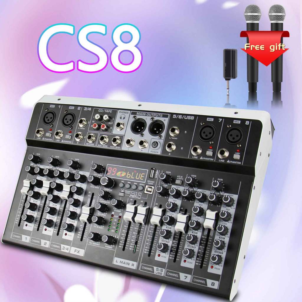 Audio mini untuk merekam 12v mixer mini USB DSP bluetooth CS-4 USB mixer audio 4 chanel