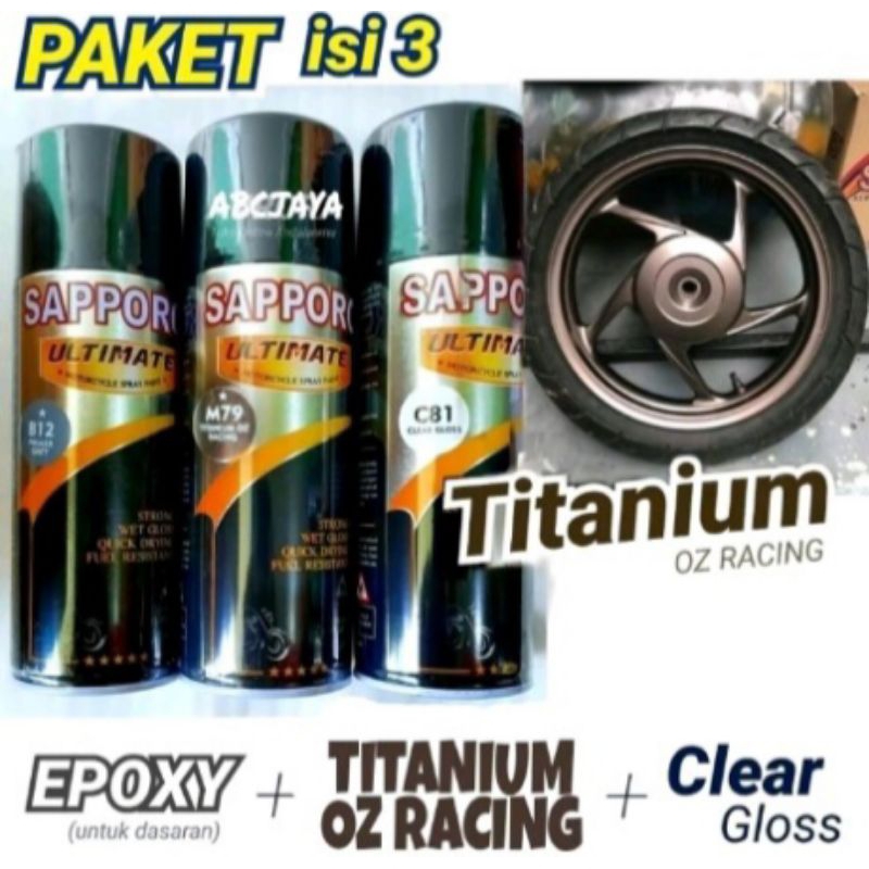 PAKET Cat Pilok Sapporo Ultimate B12 Epoxy Primer Grey + M79 Titanium Oz Racing + C81 Clear Gloss 40