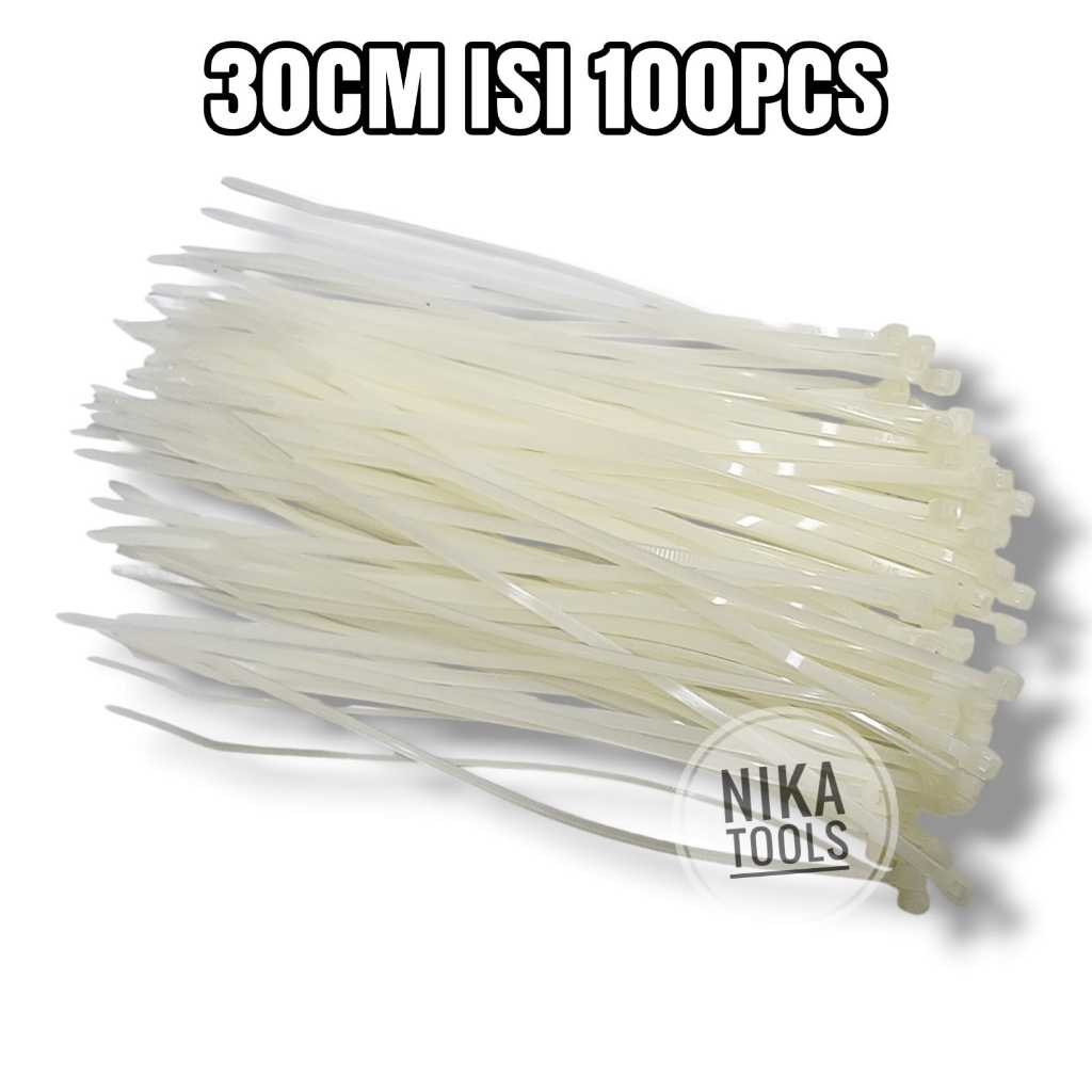 

Kabel Tis 30 cm 300 mm Cable Ties Tie Nylon Nilon Putih 100 pcs