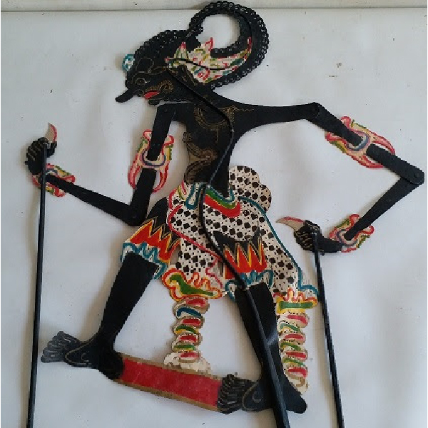 Vintage antik FOLK ART wayang kulit jawa KHRISNA SAKTI
