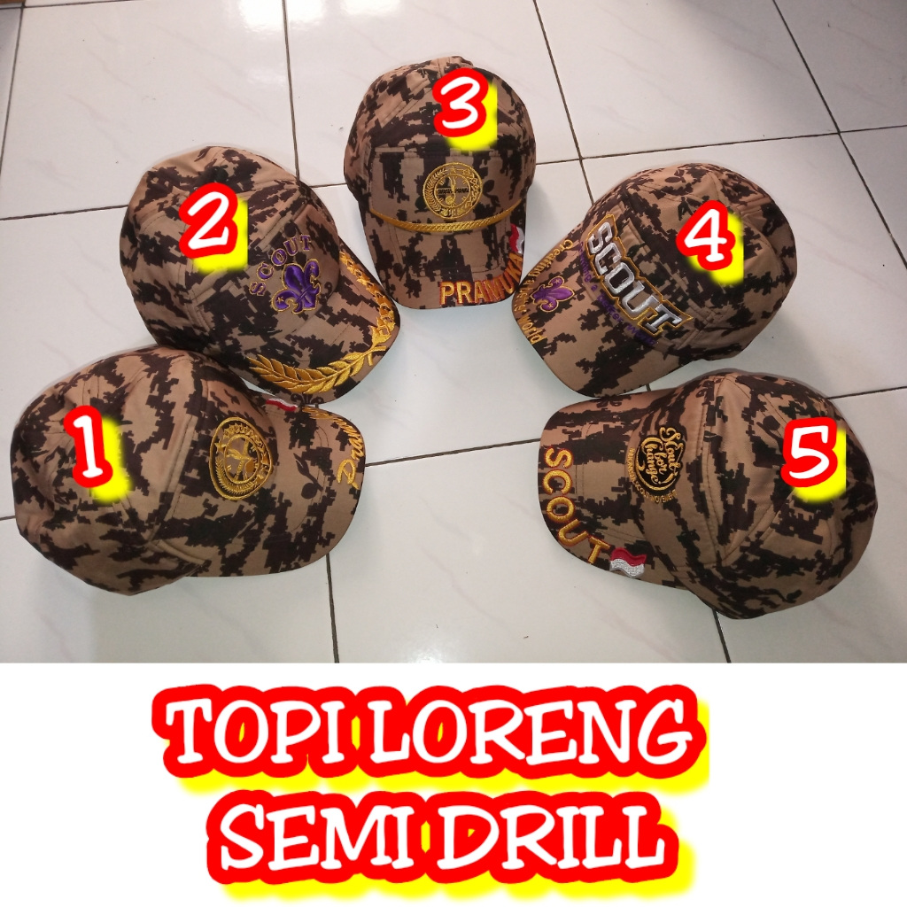 Topi Loreng Bahan Semidrill Perlengkapan Pramuka