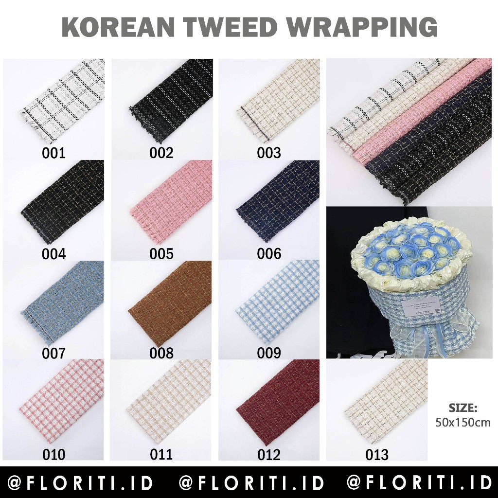 

Korean Tweed Wrapping Plain/Pearl Round Bouquet