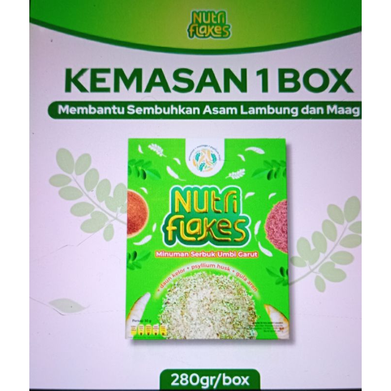 

Nutriflakes Original Sereal Umbi Garut Solusi Atasi Asam Lambung Maag Gerd,Suplemen Makanan 1 Box