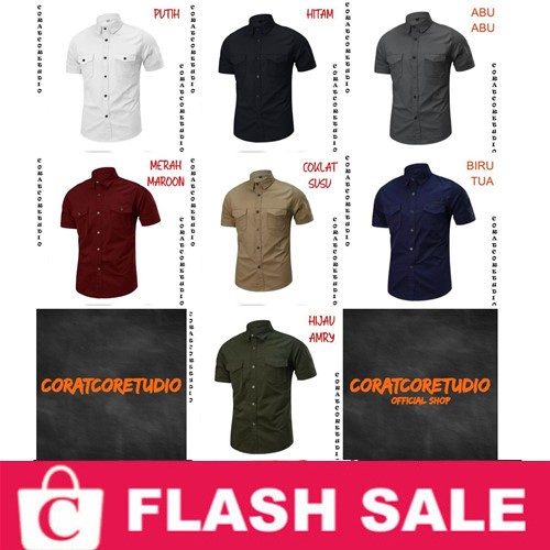 FORTKLASS FORTGLASS RISRUS FASHION SNOWSHOP CORATCORETUDIO Kemeja Pria Hem Cowok Dua 2 Kantong Saku 