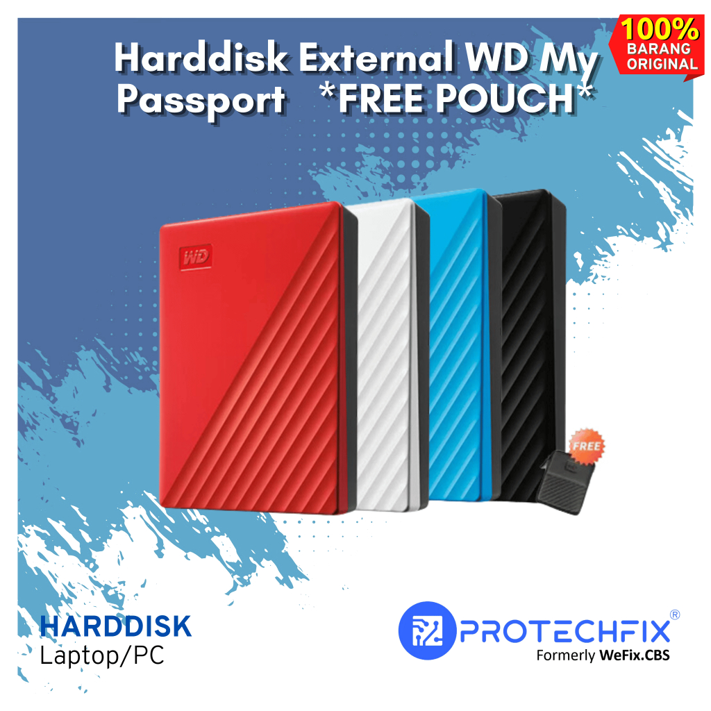 Harddisk External WD My Passport 1TB/2TB/4TB + Pouch