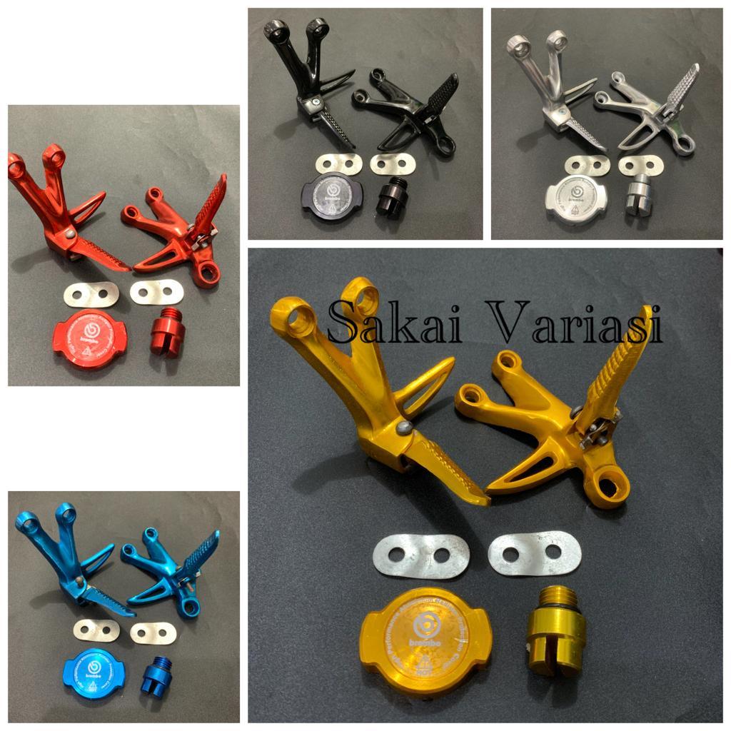 Paketan Variasi Motor Footstep pijakan kaki+Cover tutup radiator+Baut tutup oli Bisa untuk motor Sat