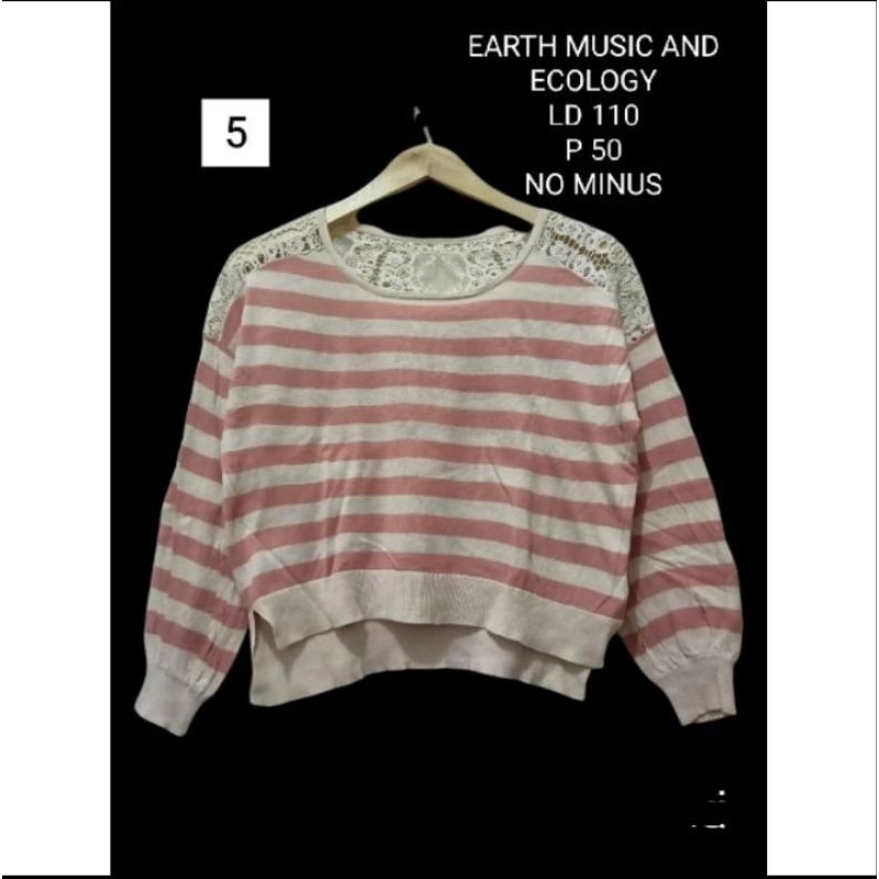 blus sweater renda stripe salur Earth, Music & Ecology