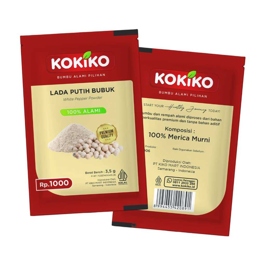 

KOKIKO Lada Putih Bubuk 3,5 Gram Kemasan Sachet