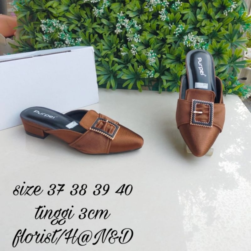 Sandal selop hak hells wanita merk purple size 37-40