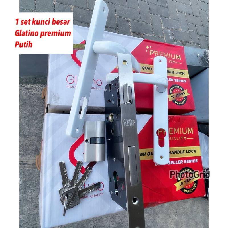 promo kunci besar glatino putih premium garansi 10 tahun/ handle pintu besar glatino handle putih su