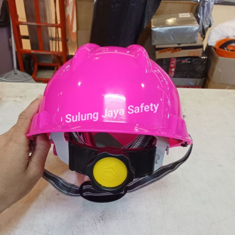 Helm Safety Proyek Arrowhead V-Gard Fullset bisa Fastrack + Tali Dagu Warna Pink Standar SNI