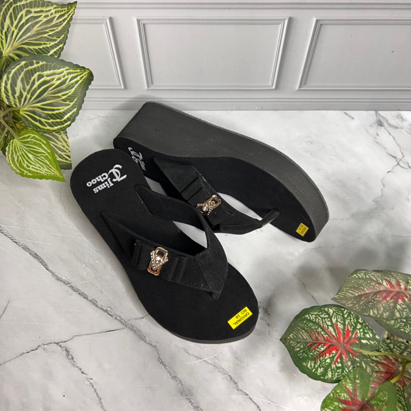 SANDAL SANTAI WANITA - SANDAL WEDGES WANITA SPON JIMSCHOO BLUDRU PITA - WEDGES SPON JIMSCHOO BLUDRU