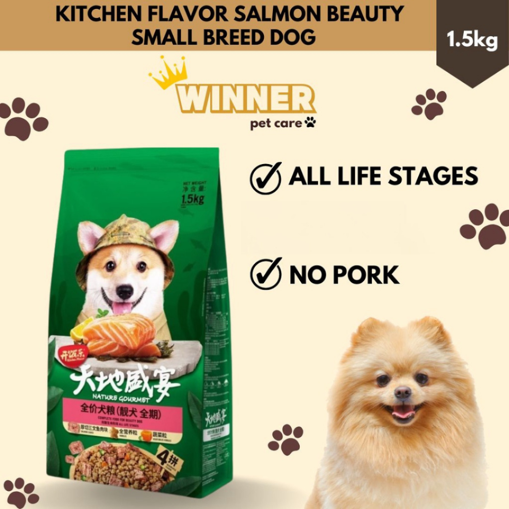 

23bagusmenshop - Kitchen Flavor Salmon Beauty Dog Food 1.5kg Small Breed All Life Stage