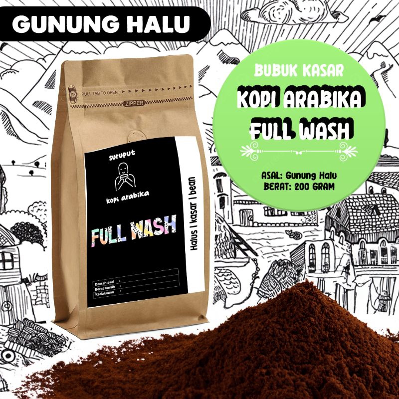 

Kopi Arabika Gunung Halu 200gram-Olahan Full Wash Jenis bubuk Semi Kasar