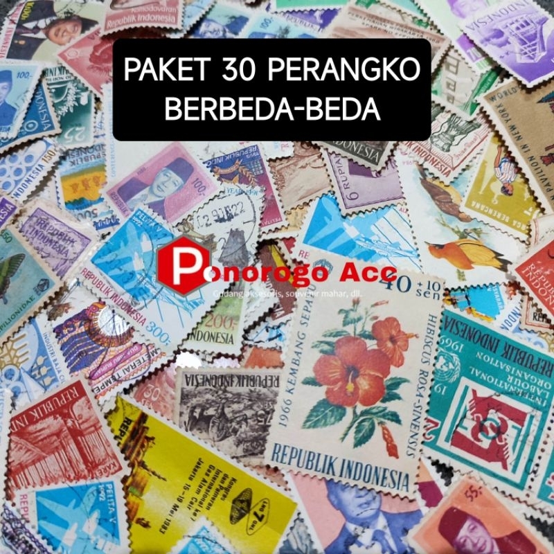 Paket 30 perangko lama Indonesia mix campur tidak ada yang sama perangko jadul asli berbeda beda