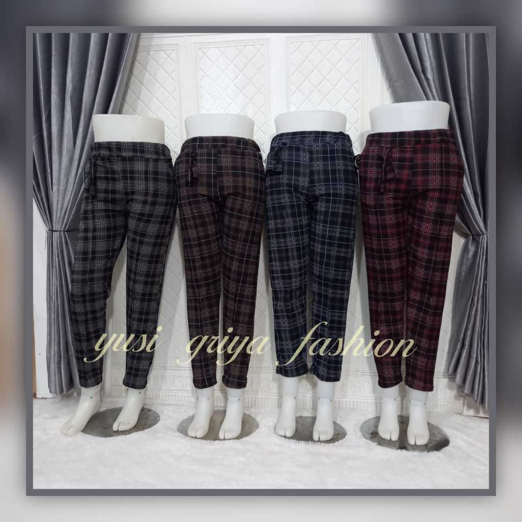 Luna pants celana panjang wanita bahan crepe.clana tartan cewe cewek remaja dan dewasa