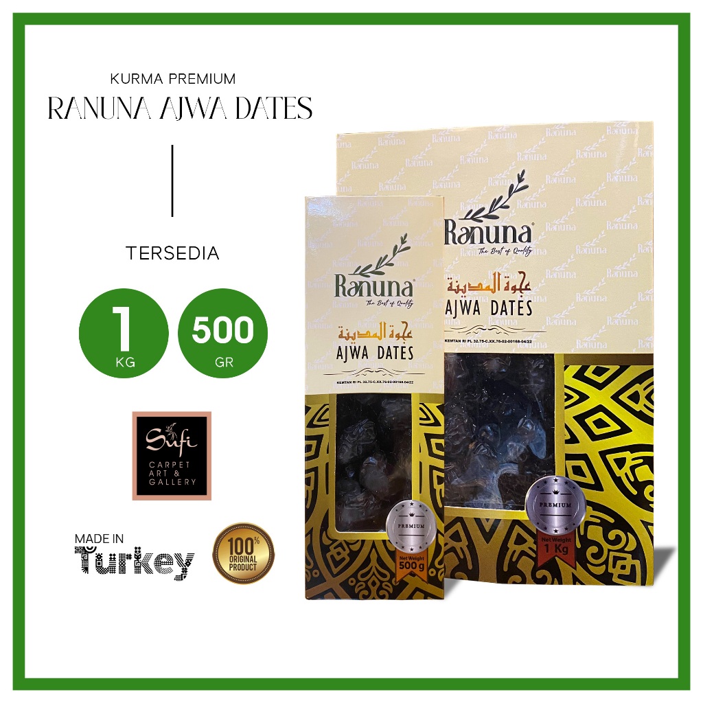 

Kurma Ajwa Super Premium 1 kg 500 gr Original Saudi Oleh Oleh Haji