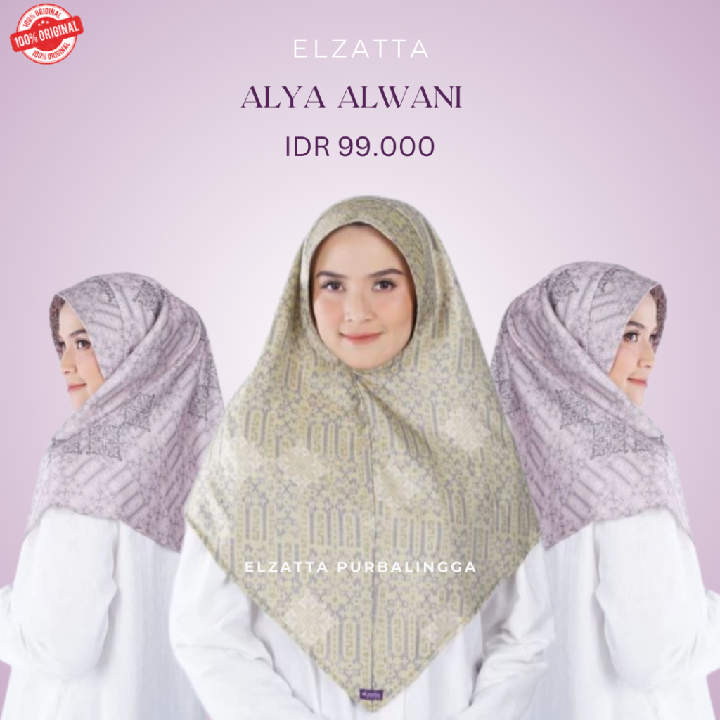 Elzatta Alya Alwani Hijab Instan Motif Bahan Poly Rayon