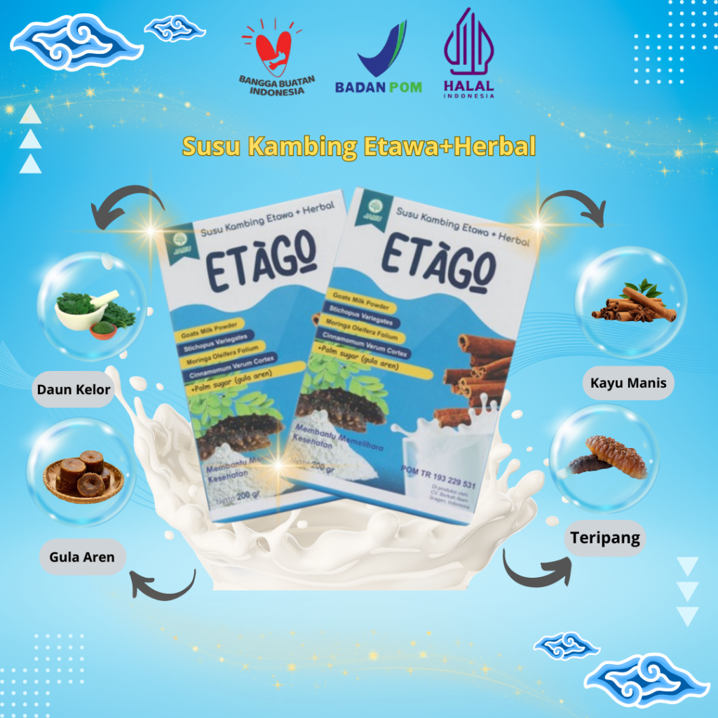 

Susu Kambing Etawa+Herbal Etago 200gr Dengan Gula Aren. Membantu Mengurangi Keluhan Tulang