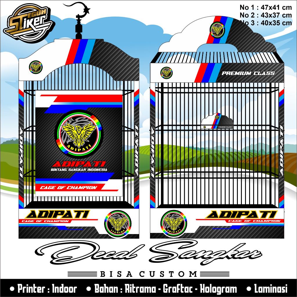 Stiker Sangkar Kotak Kipas Adipati