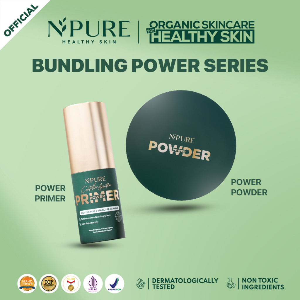 Bundle Power Series - NPURE Power Powder + Power Primer / Compact powder / Primer Serum / primer mak
