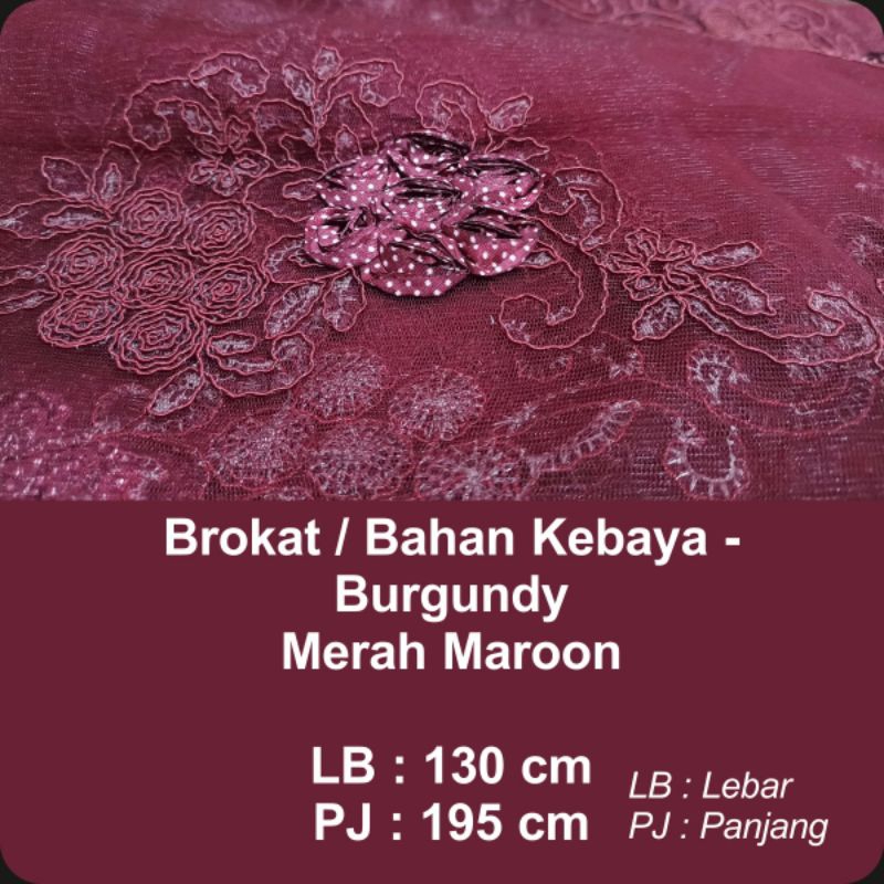 Kain Brokat Meteran Bahan Kebaya - Burgundy / Merah Maroon