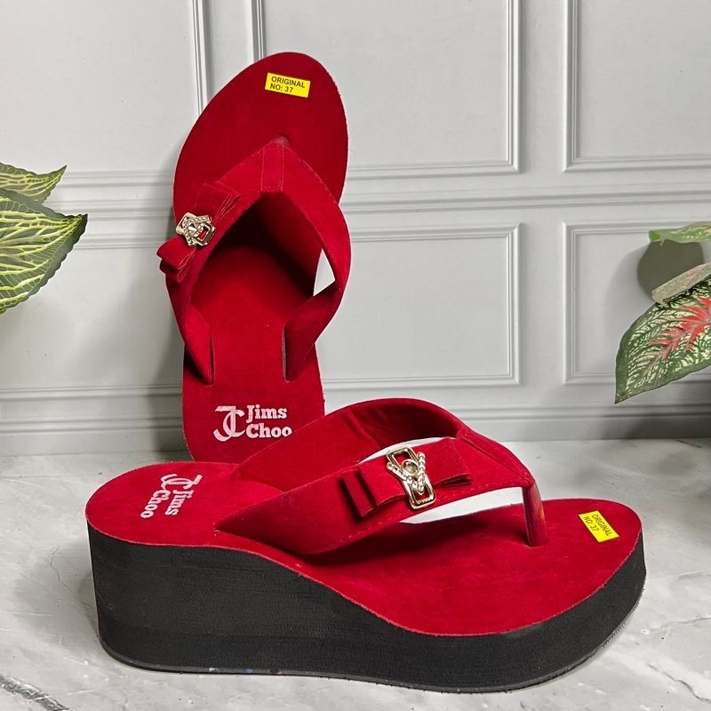 SANDAL WEDGES WANITA - JIMSCHOO WEDGES SPON PITA BLUDRU TINGGI 6CM - SANDAL WEDGES JIMSCHOO BLUDRU P