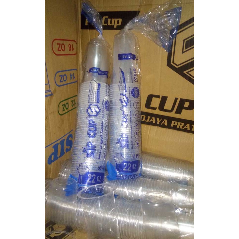 Gelas Cup Plastik 22 oz Oval Tebal bening 7 gram Cup Kopi Pop ice teh tarik