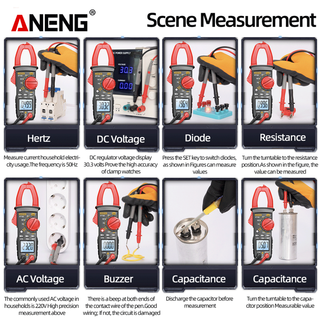 Aneng ST182 Digital Multimeter Voltage Tester Clamp Ammeter Gratis Ongkir 