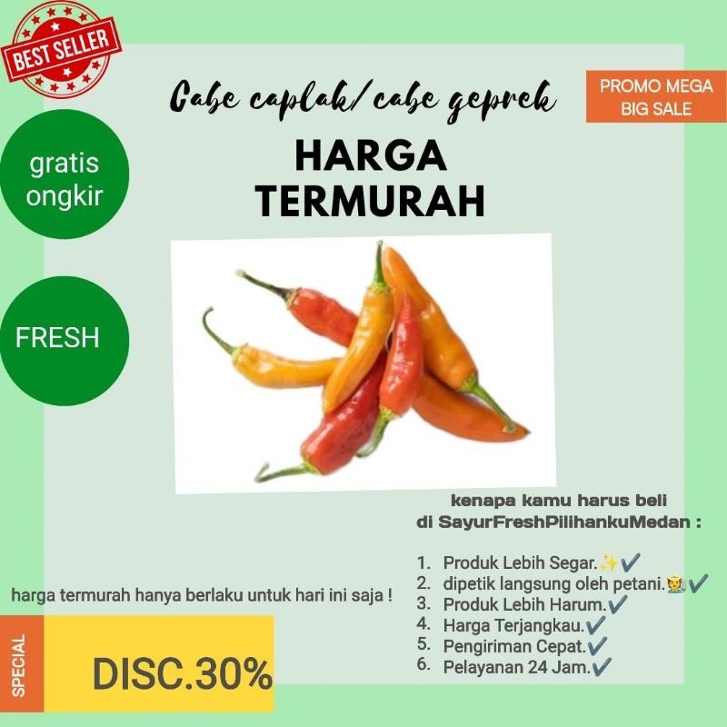 

promo Termurah se Medan cabai rawit caplak/cabai setan/cabai geprek/cabai Medan pedas asli Brastagi dipanen langsung oleh petani Karo