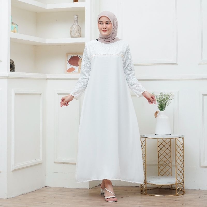 gamis hawa syari kekinian bahan brokat aksen Payet baju kondangan baju wisuda